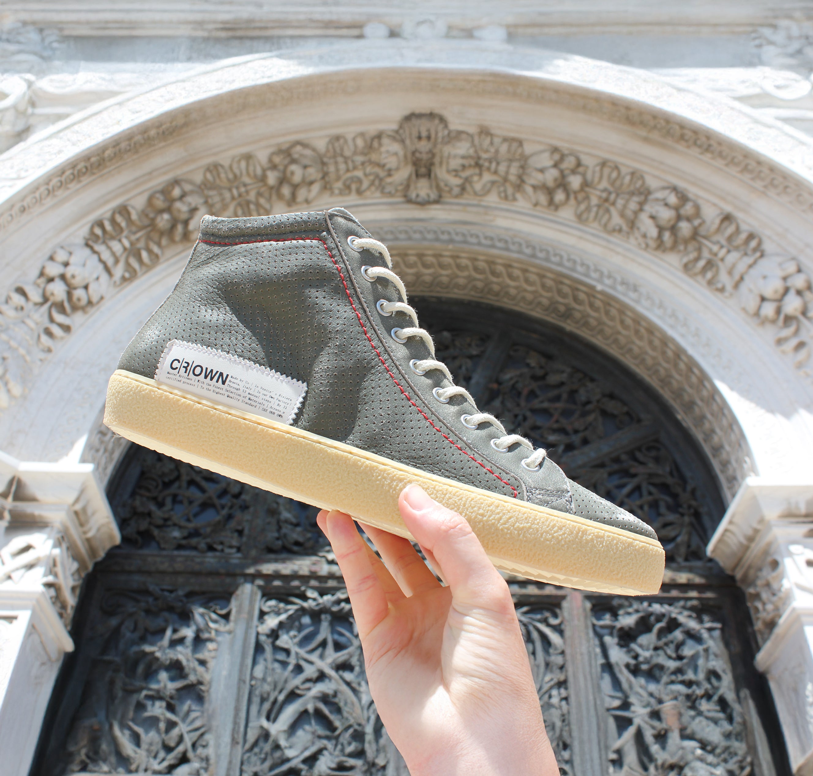 Studborn: Mid-Top Men's Studded Sneakers | Leather C|R|OWN Studborn: Mid-Top Men's Studded Sneakers | Leather C|R|OWN